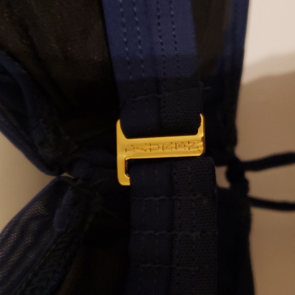 LAUREN Ralph Lauren Navy Blue Sheer Overlay Tie Front Bikini Bra Top Sz … - Picture 7 of 10